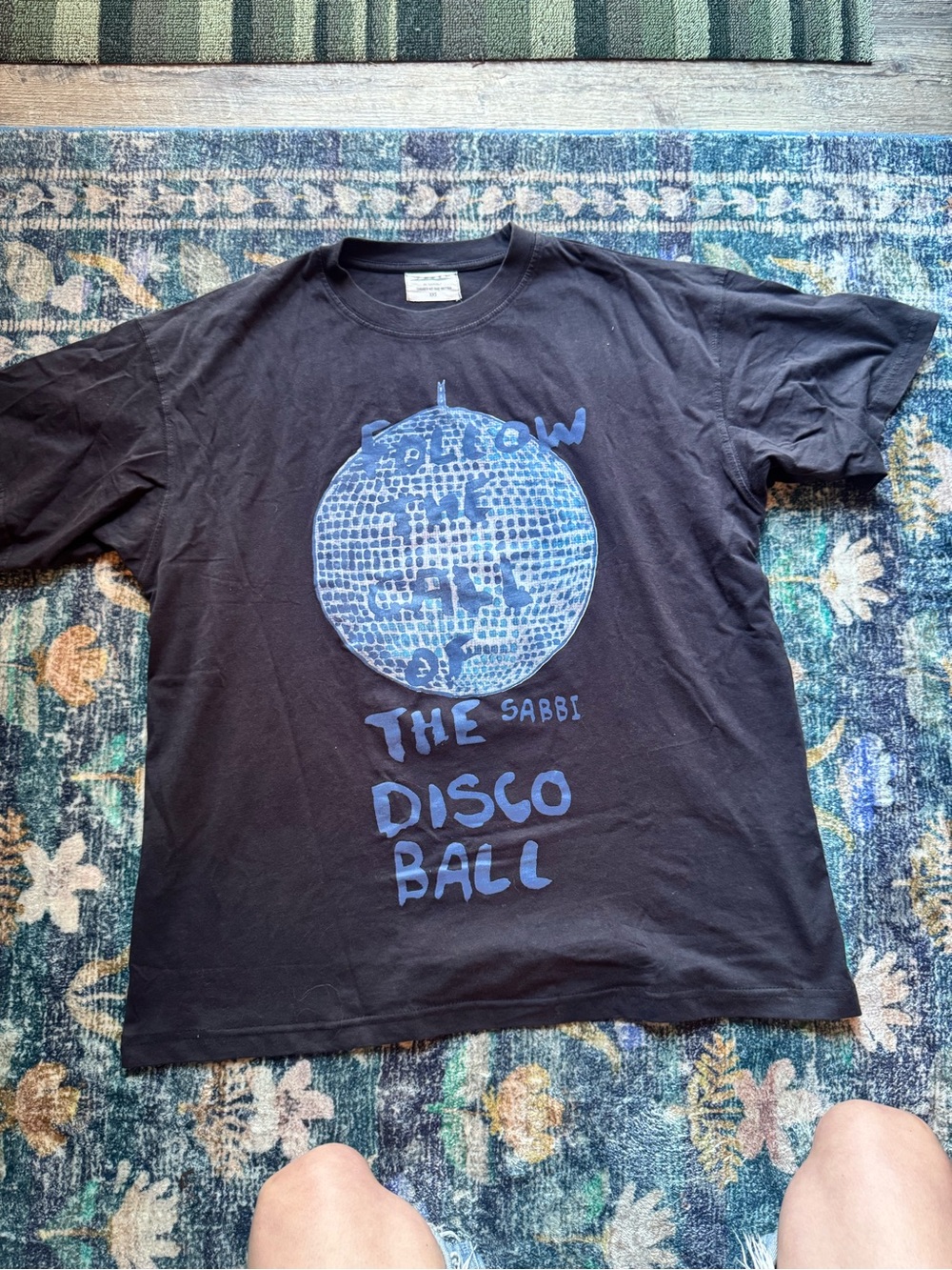 NWOT Sabbi Follow The Call of The Disco Ball Short Sleeve Tee - Black/Blue